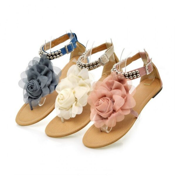 Girl Party Vacation Flip Flop Flat Sandals 3D Flowers Shoes