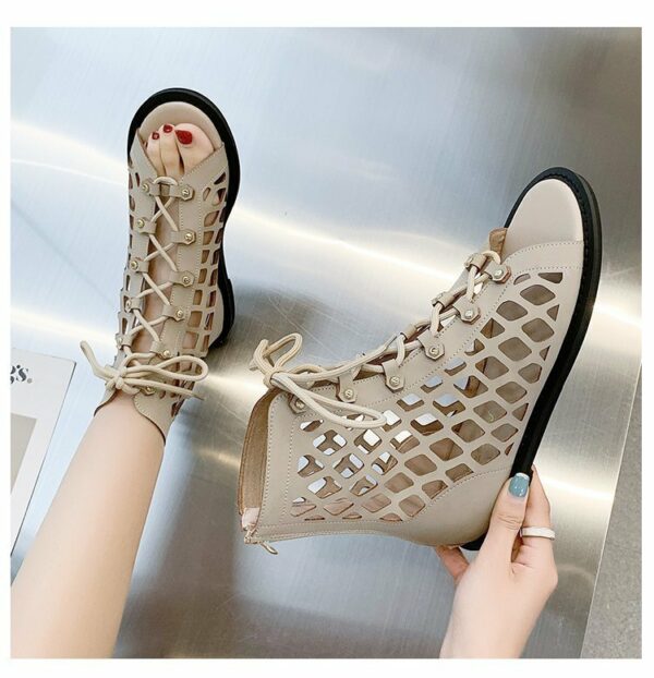 Girl Party Sandals Summer Cross Strap Hollow Short Boots Retro Holiday