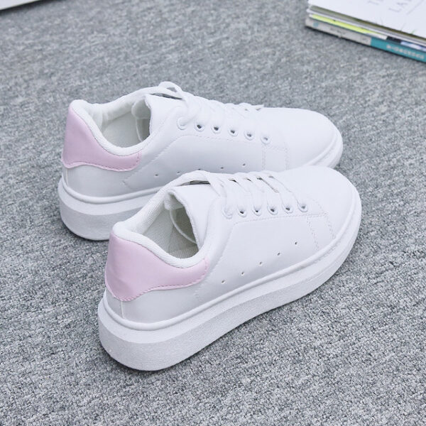 Fashion Breathable Sneakers leather Platform Shoes White