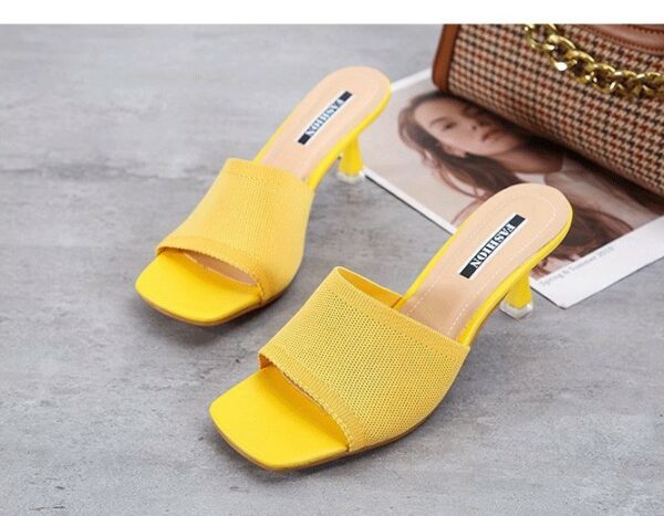 Knitted Outwear Slippers Women Summer Stiletto Heeled Sandals