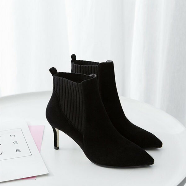 New Stiletto Black Stretch Ankle Knit Sock Boots Women Thigh High Heel Boot