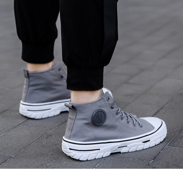 Men's Grey Canvas Shoes Walking Sport Sneakers