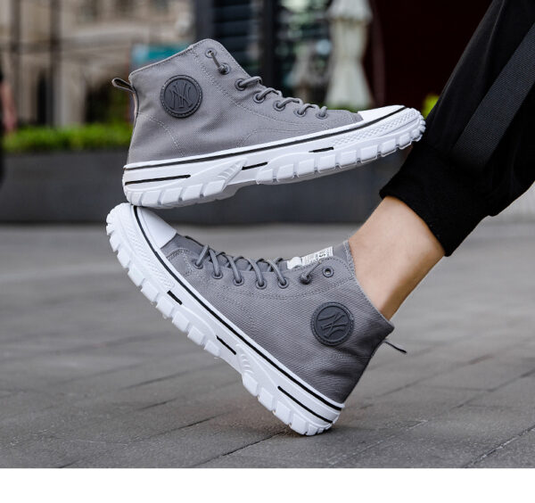 Men's Grey Canvas Shoes Walking Sport Sneakers