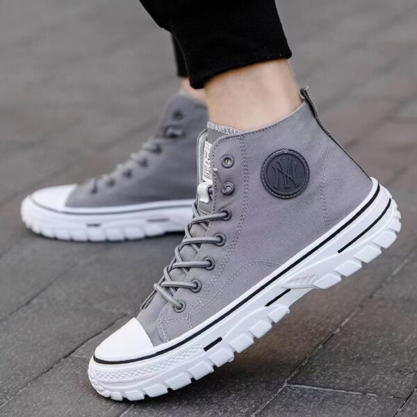 Men's Grey Canvas Shoes Walking Sport Sneakers