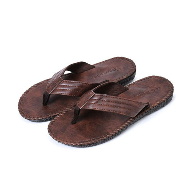 Men Slipper Summer Fashion Beach PU Leather