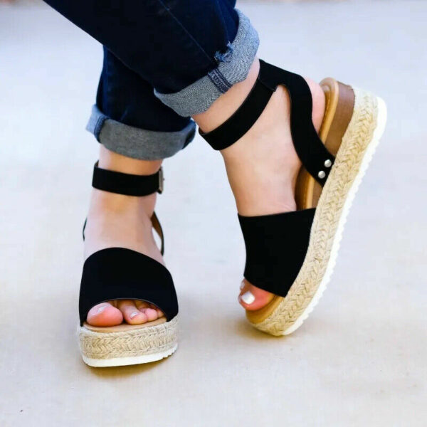 Platform Sandals Espadrille Ankle Strap Comfy Summer Peep Toe Shoes