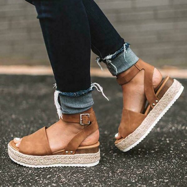 Platform Sandals Espadrille Ankle Strap Comfy Summer Peep Toe Shoes