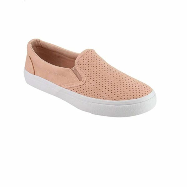 Women's Perforated Slip On Flat Round Toe Sneaker Shoes